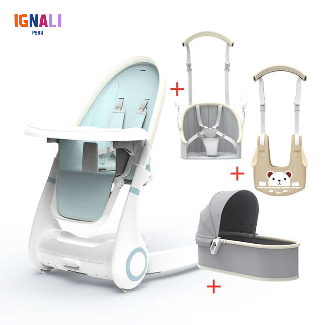 Silla de Comer 4 en 1 Premium Celeste